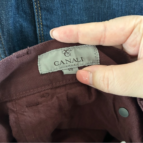 NWT Men’s Canali Slim Fit Stretch Jeans Burgundy - Picture 4 of 7